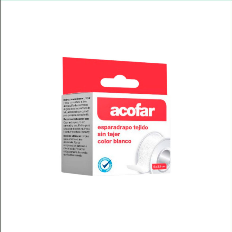 Acofar Esparadrapo Tejido Sin Tejer Color Blanco 5 m x 2,5 cm