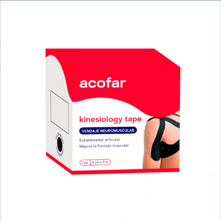 Acofar Kinesiology Tape Vendaje color Negro 5 m x 5 cm